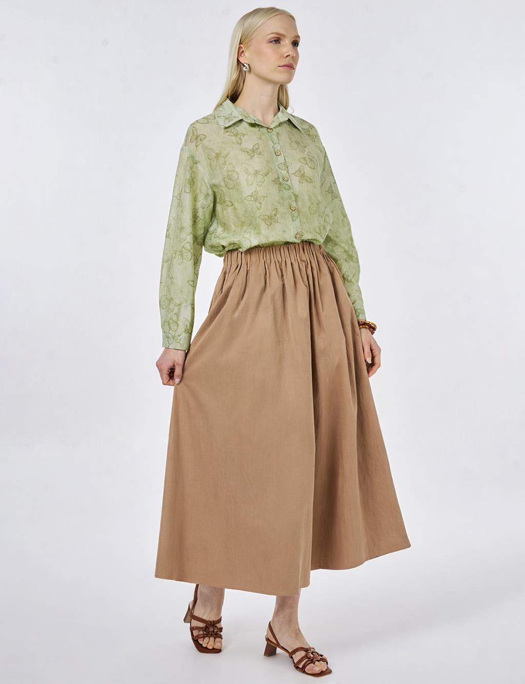 A-line Skirt with Pocket Detail Light Brown