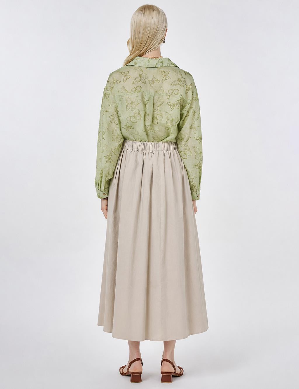 A-line Skirt with Pocket Detail Beige