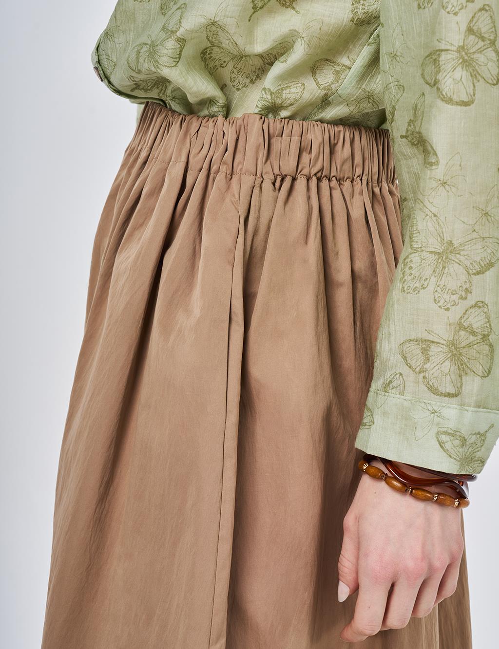A-line Skirt with Pocket Detail Light Brown