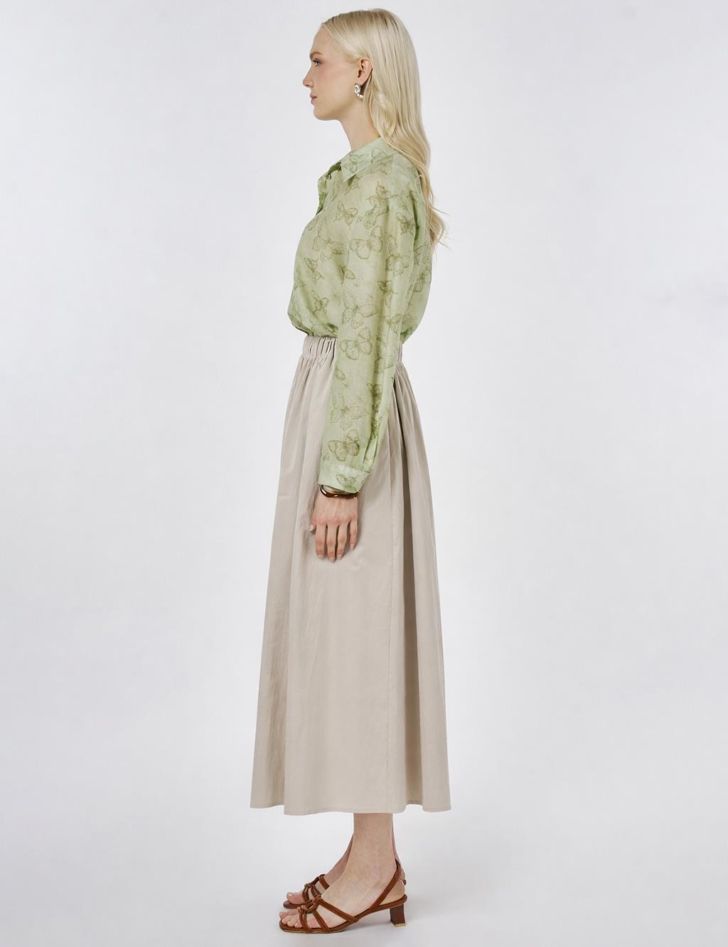 A-line Skirt with Pocket Detail Beige