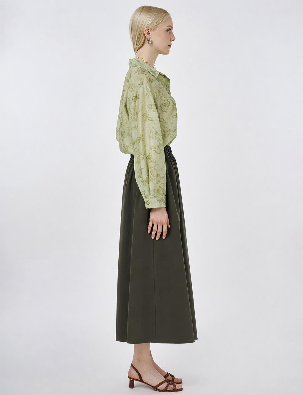 A-line Skirt with Pocket Detail Khaki