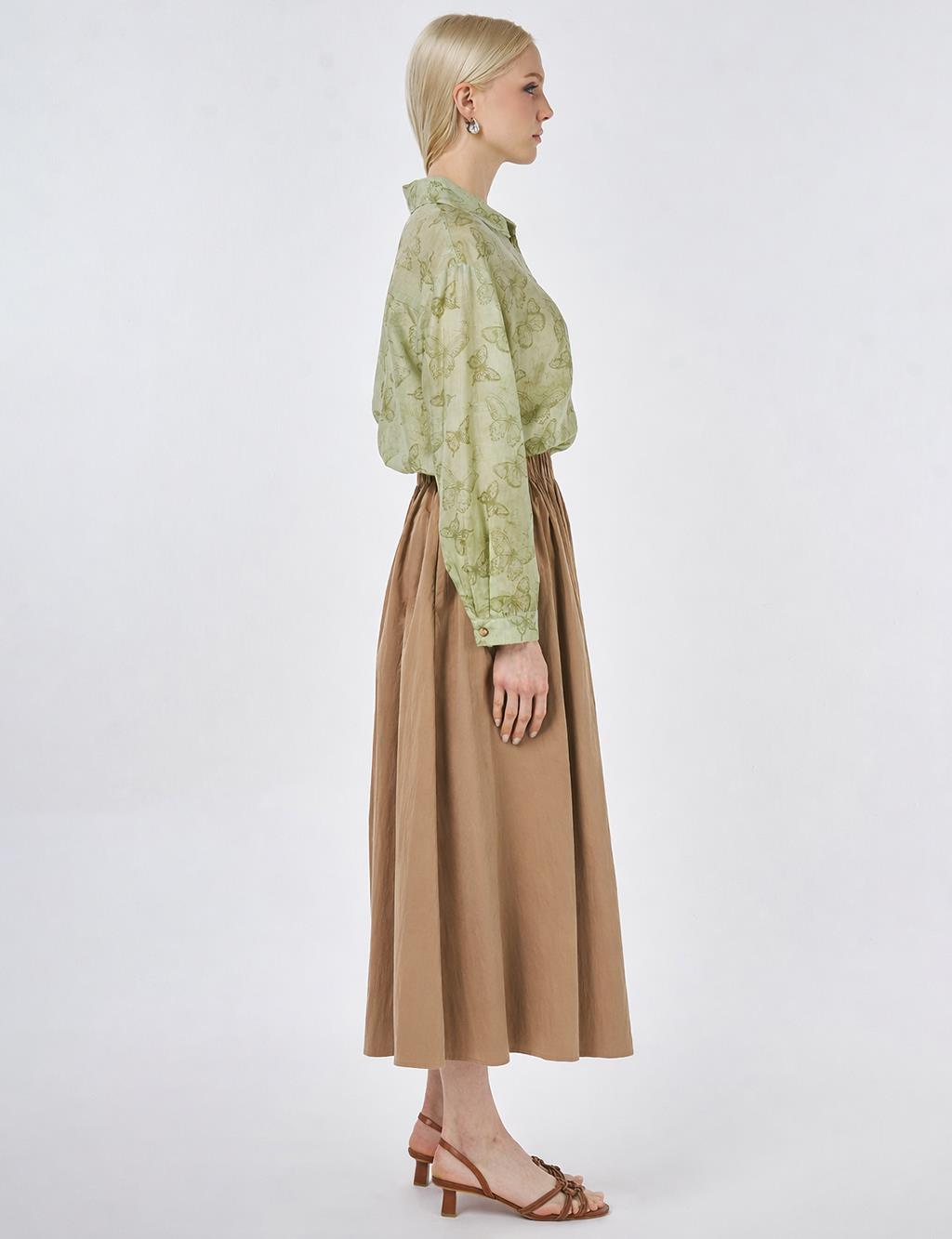 A-line Skirt with Pocket Detail Light Brown