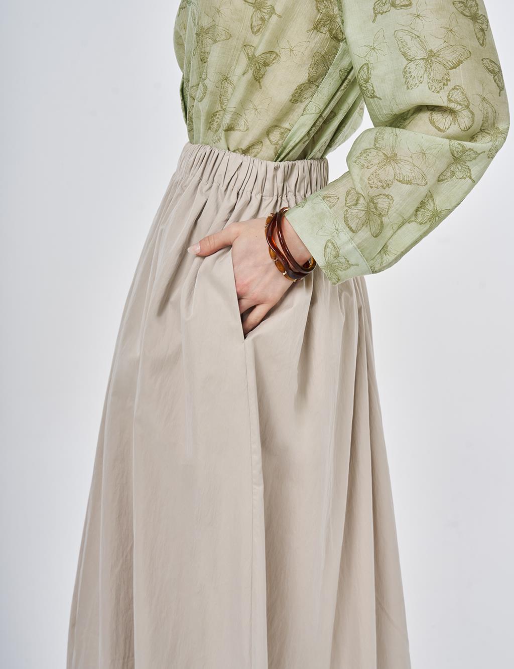 A-line Skirt with Pocket Detail Beige