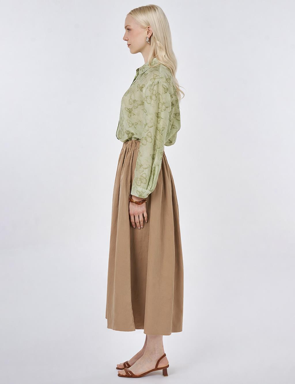 A-line Skirt with Pocket Detail Light Brown