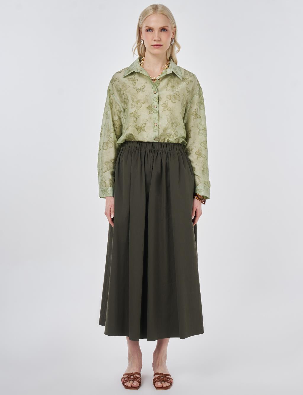 A-line Skirt with Pocket Detail Khaki