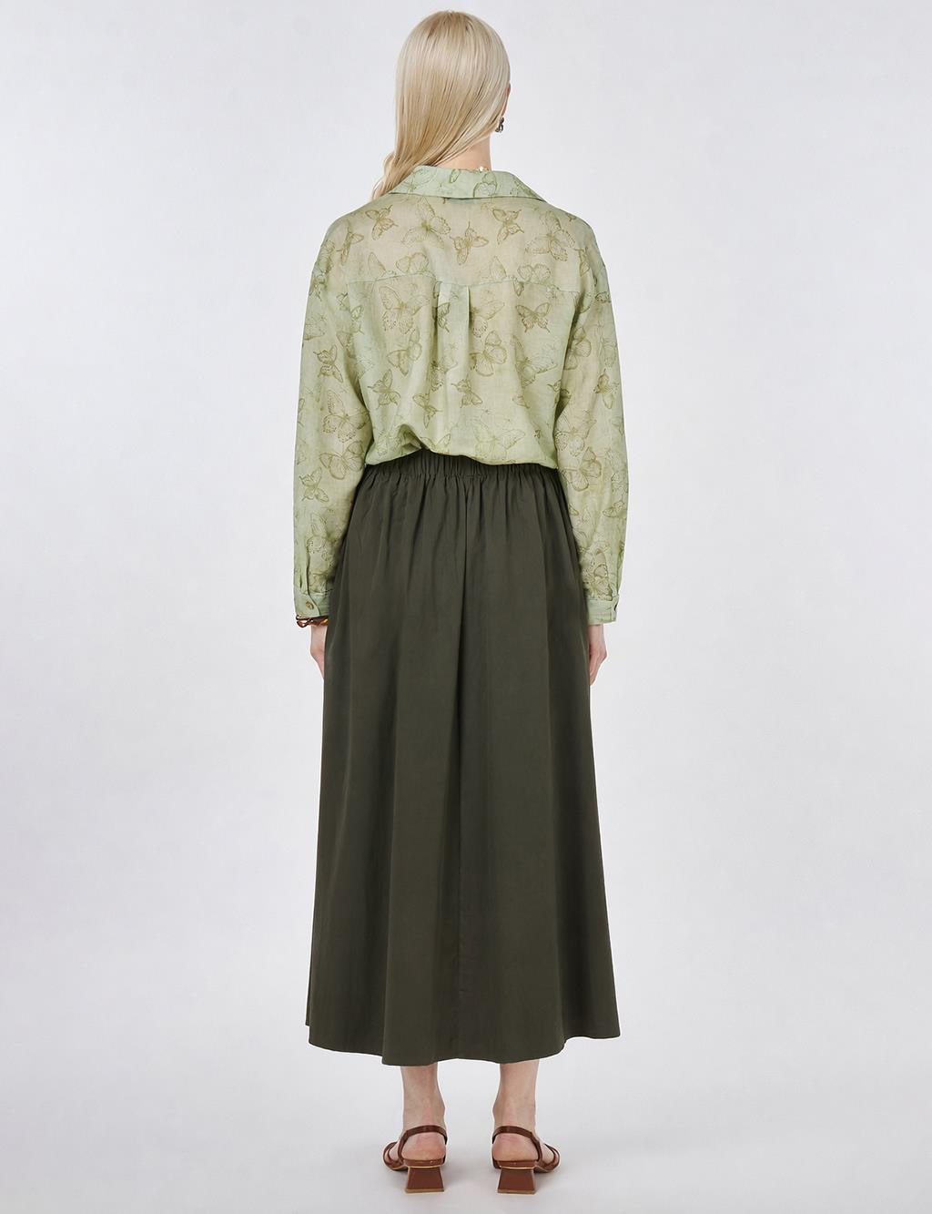 A-line Skirt with Pocket Detail Khaki