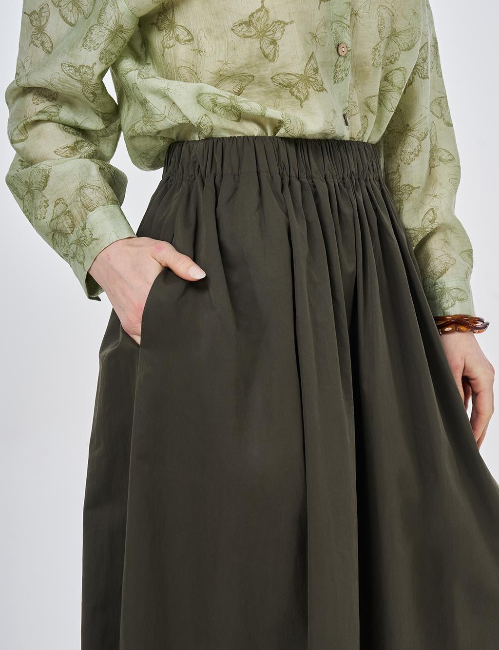 A-line Skirt with Pocket Detail Khaki