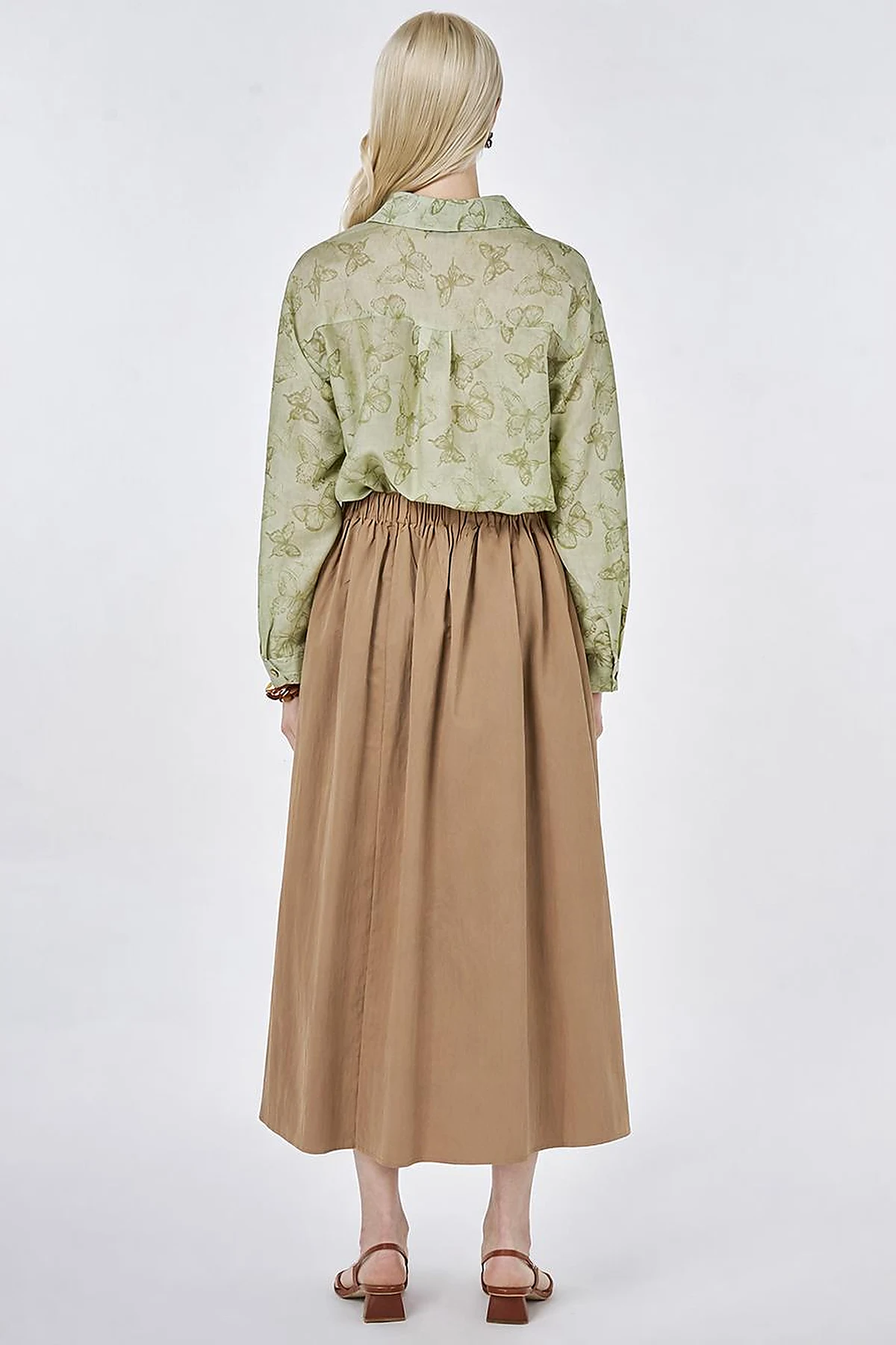 A-line Skirt with Pocket Detail Light Brown