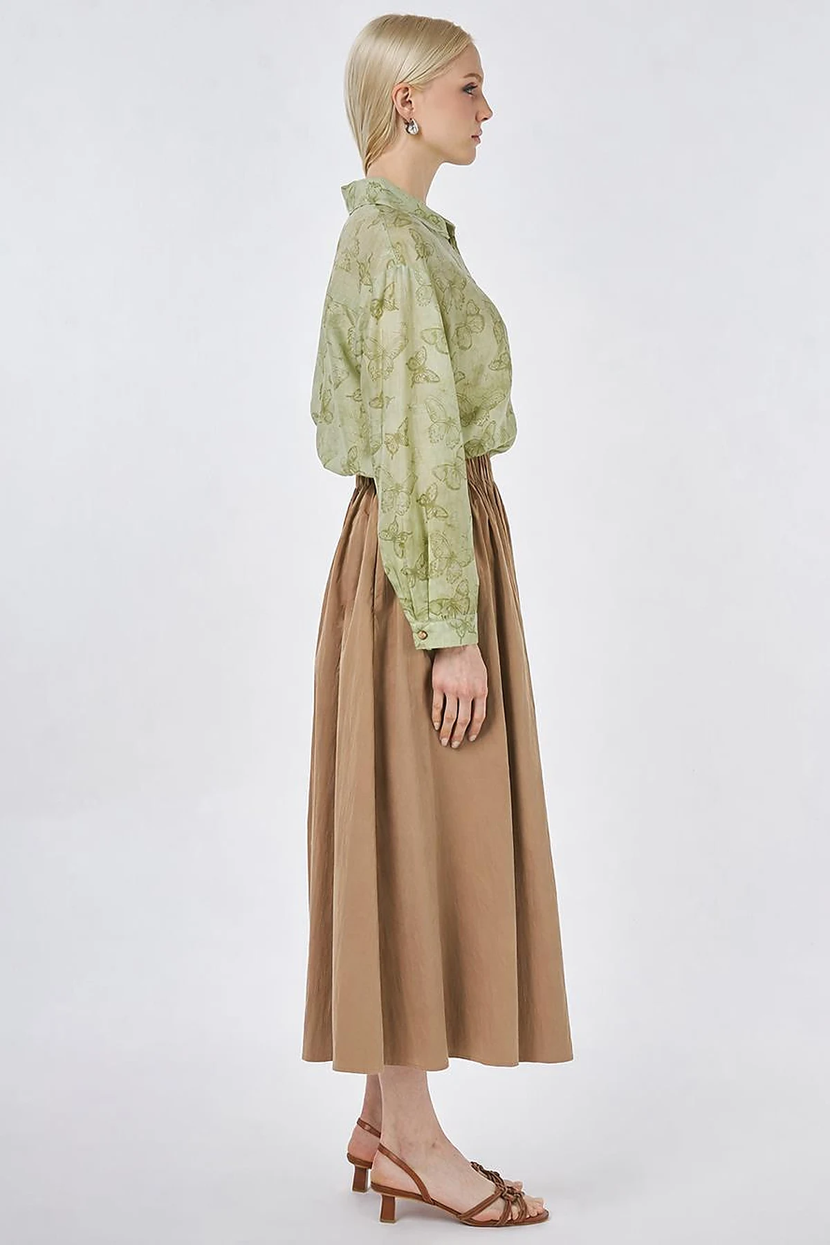 A-line Skirt with Pocket Detail Light Brown