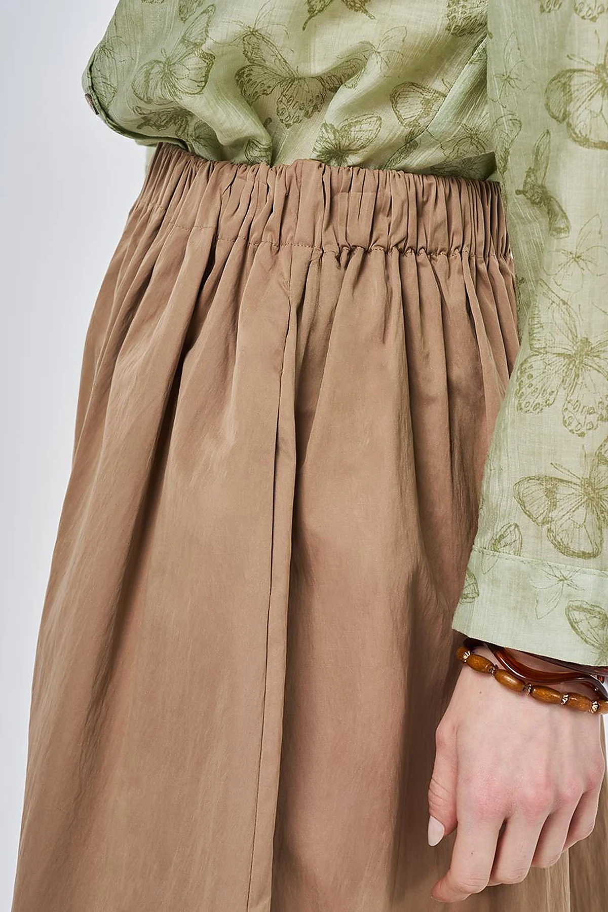 A-line Skirt with Pocket Detail Light Brown