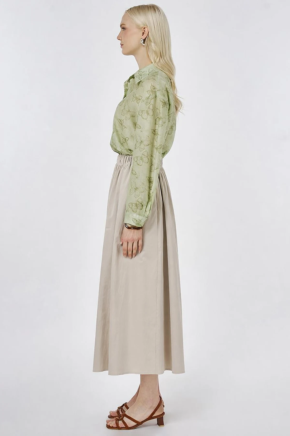 A-line Skirt with Pocket Detail Beige