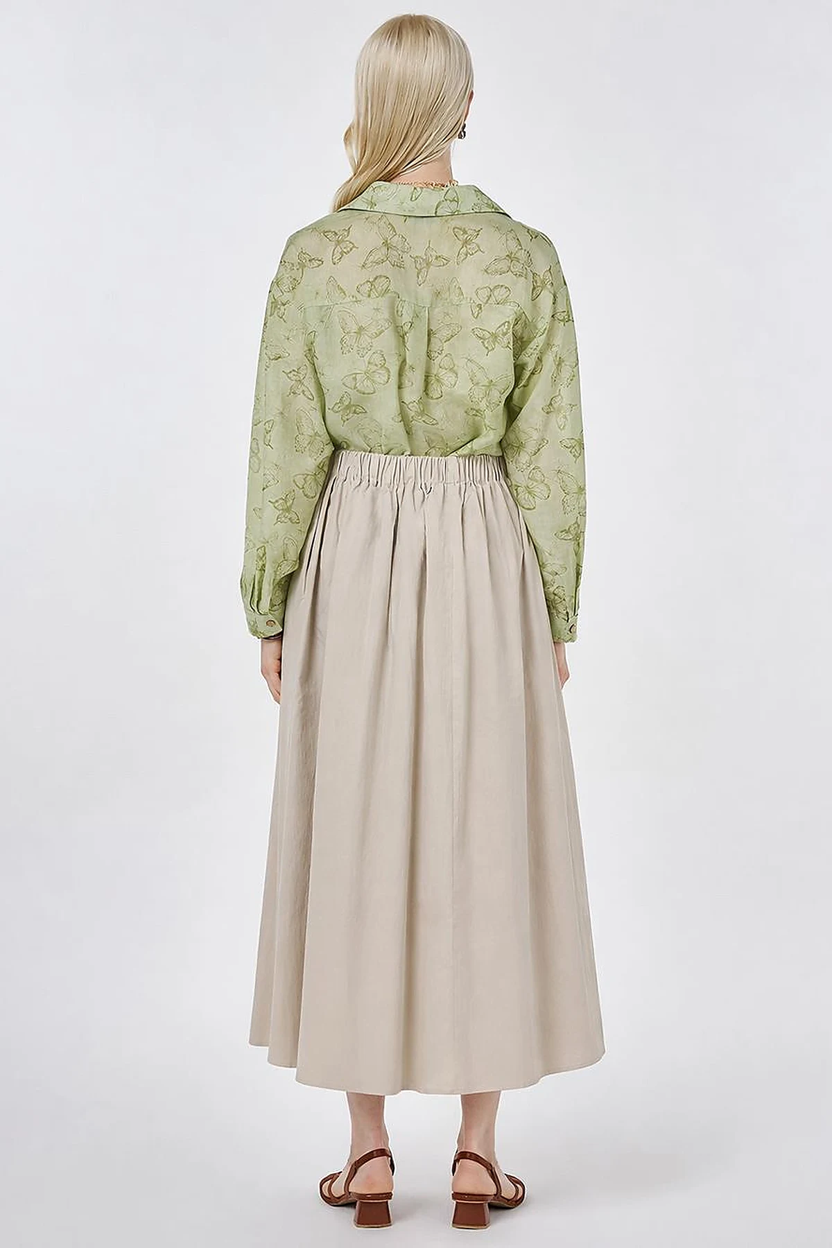 A-line Skirt with Pocket Detail Beige
