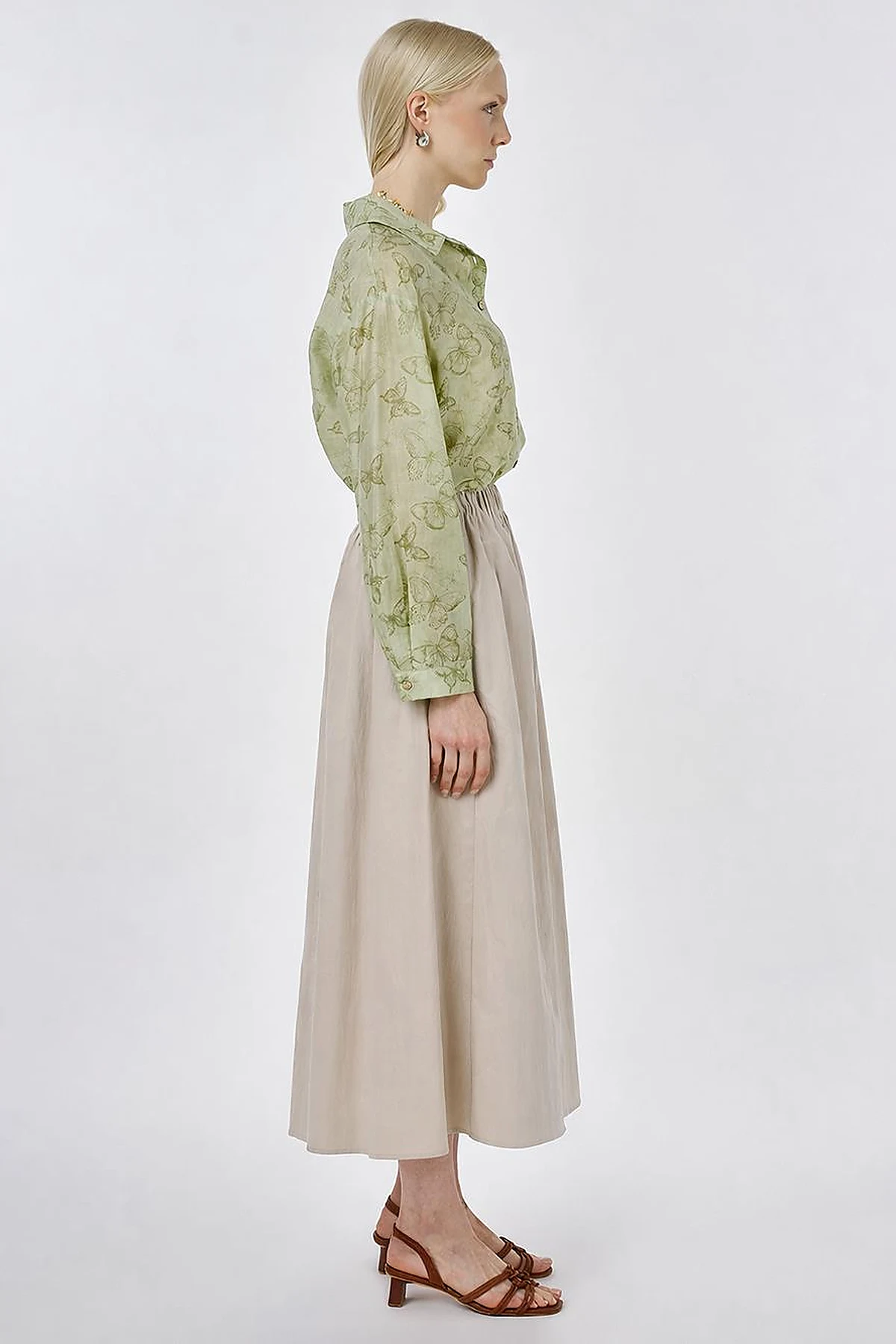 A-line Skirt with Pocket Detail Beige