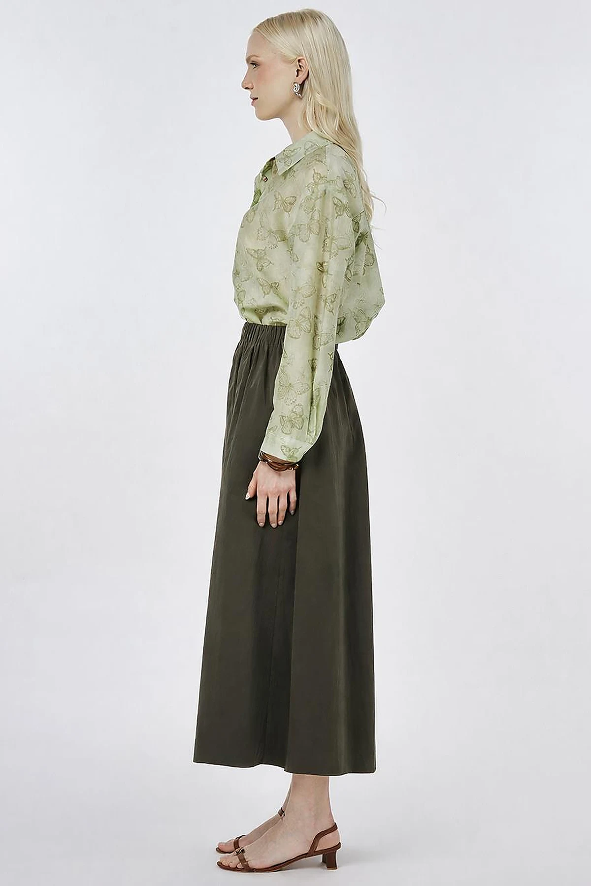 A-line Skirt with Pocket Detail Khaki