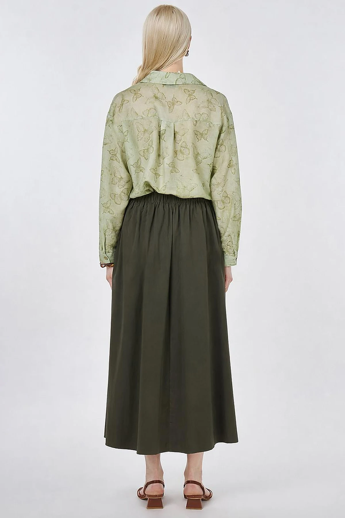A-line Skirt with Pocket Detail Khaki