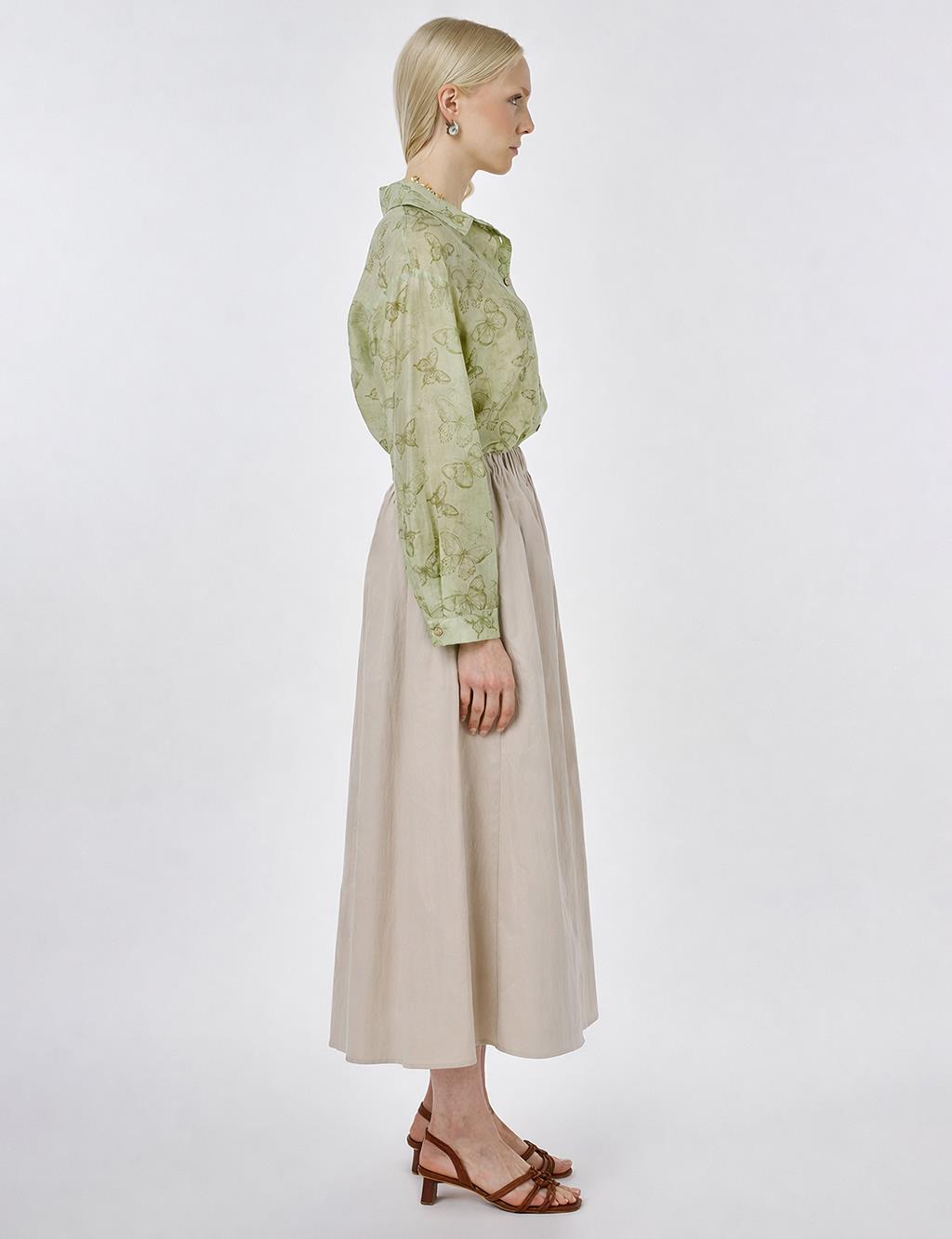 A-line Skirt with Pocket Detail Beige