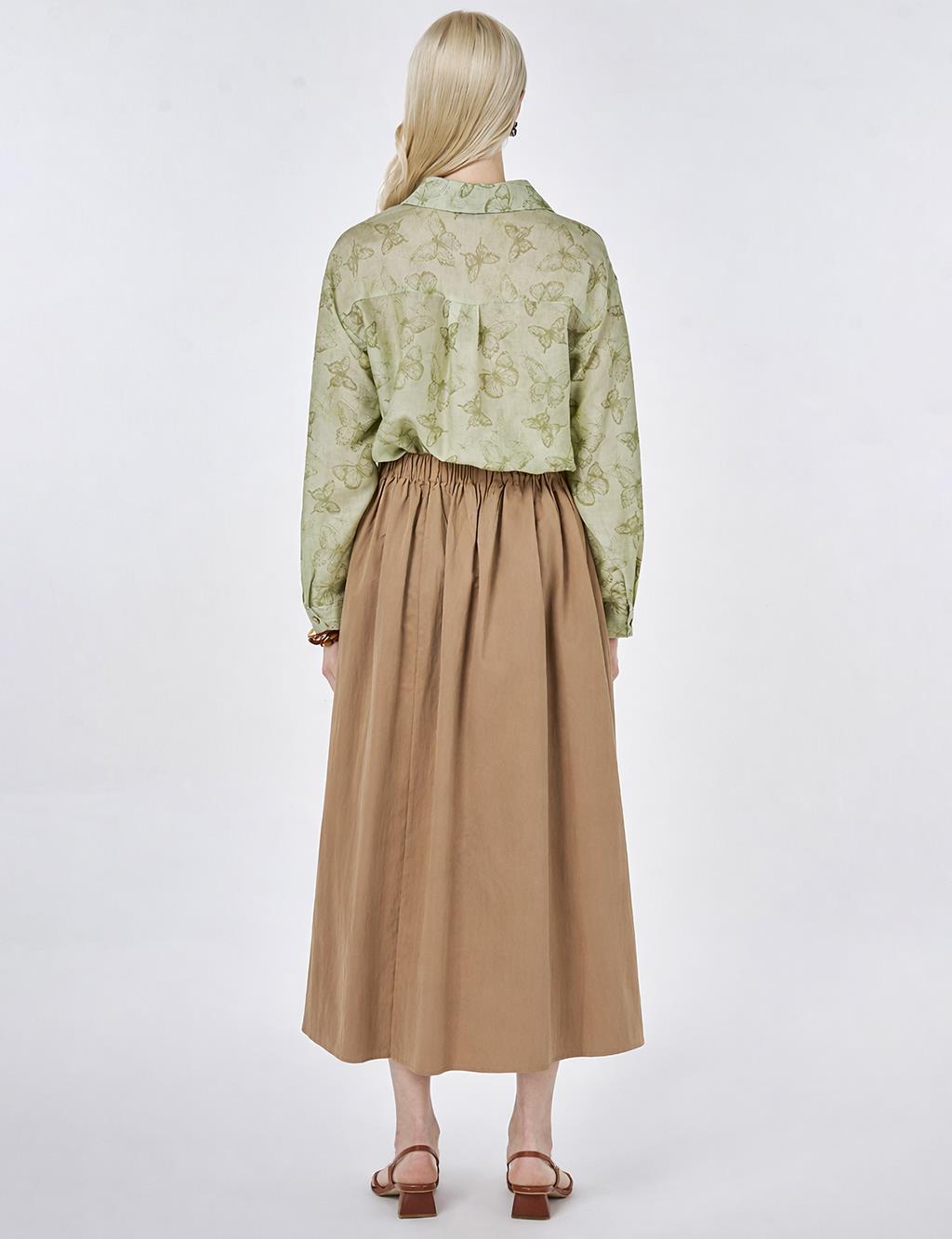 A-line Skirt with Pocket Detail Light Brown