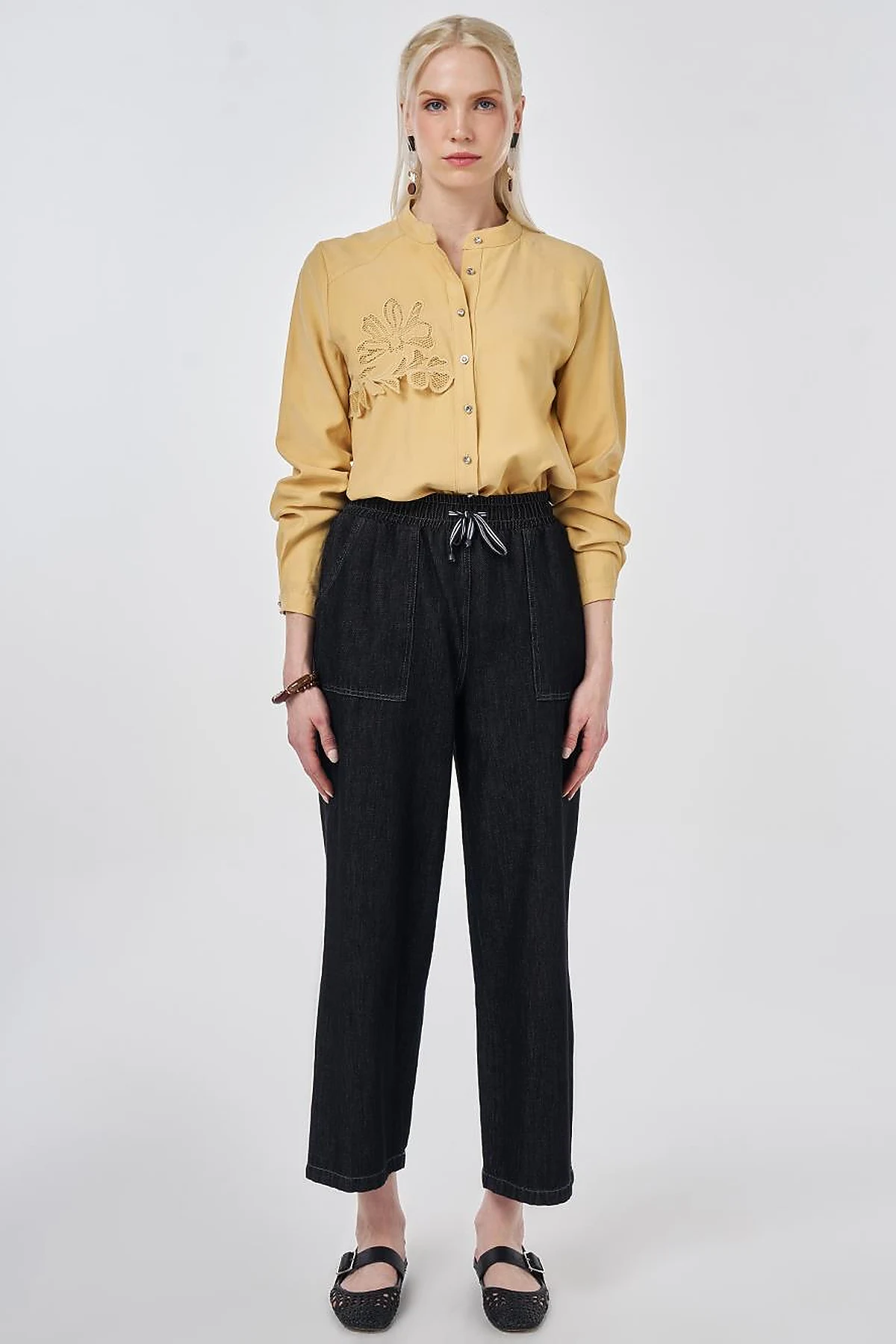 Denim Trousers with Bag Pockets Anthracite