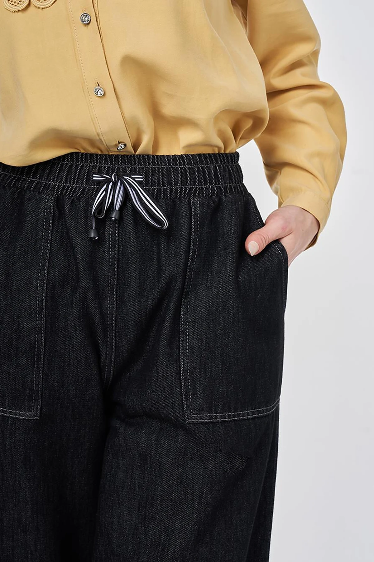 Denim Trousers with Bag Pockets Anthracite