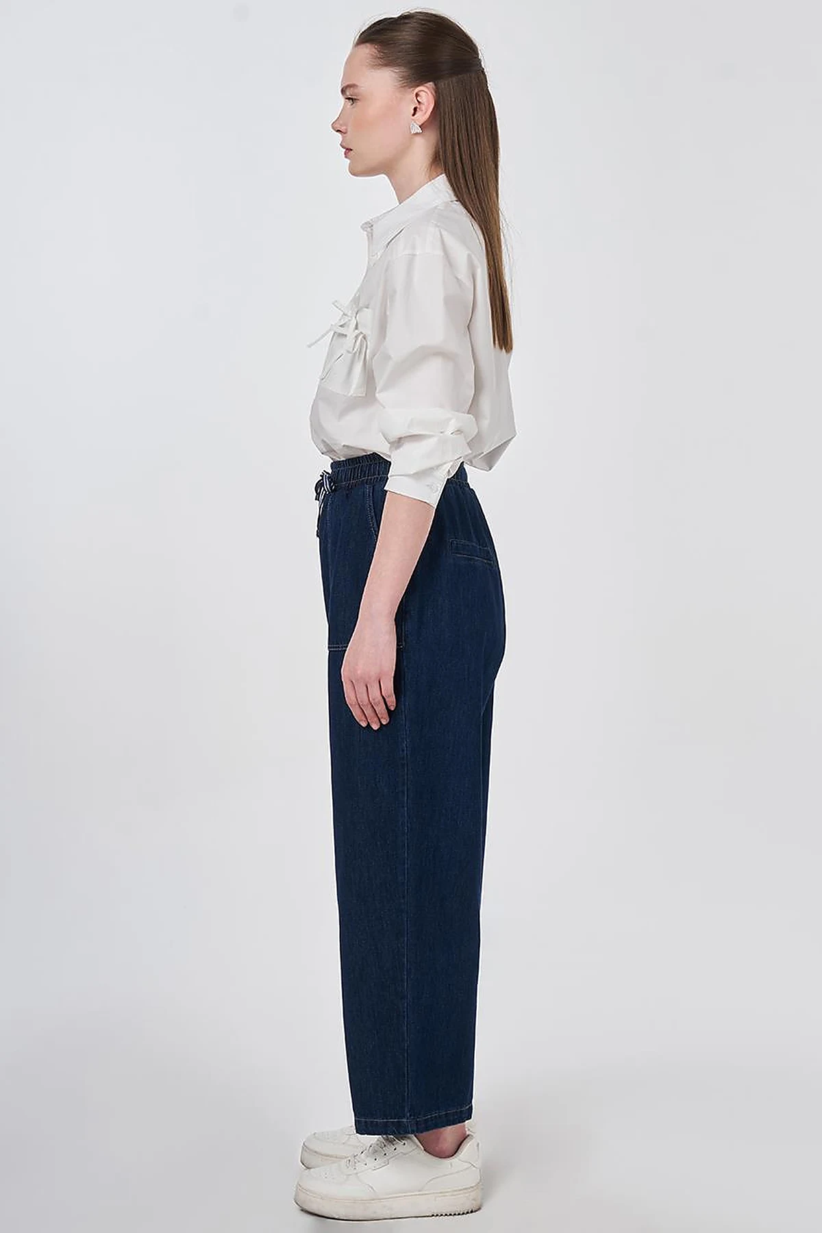 Denim Trousers with Bag Pockets Navy