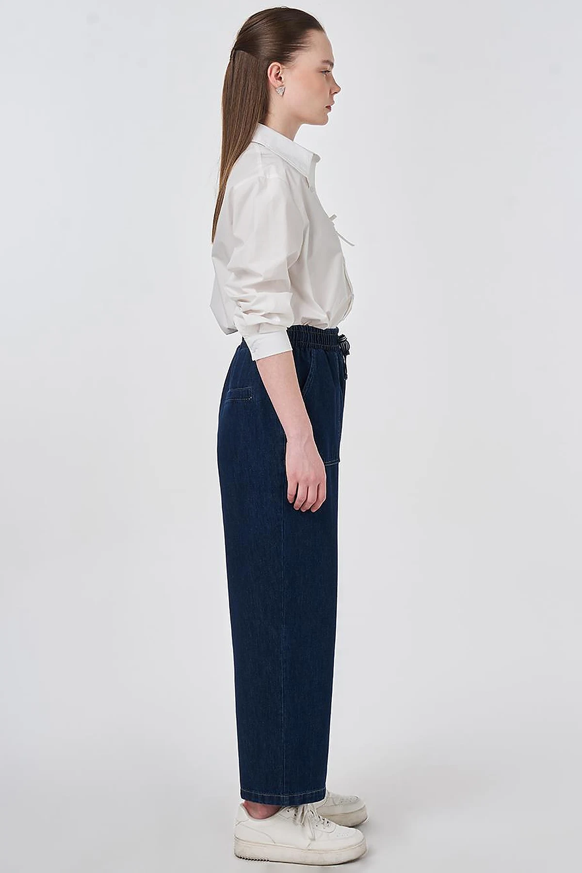 Denim Trousers with Bag Pockets Navy
