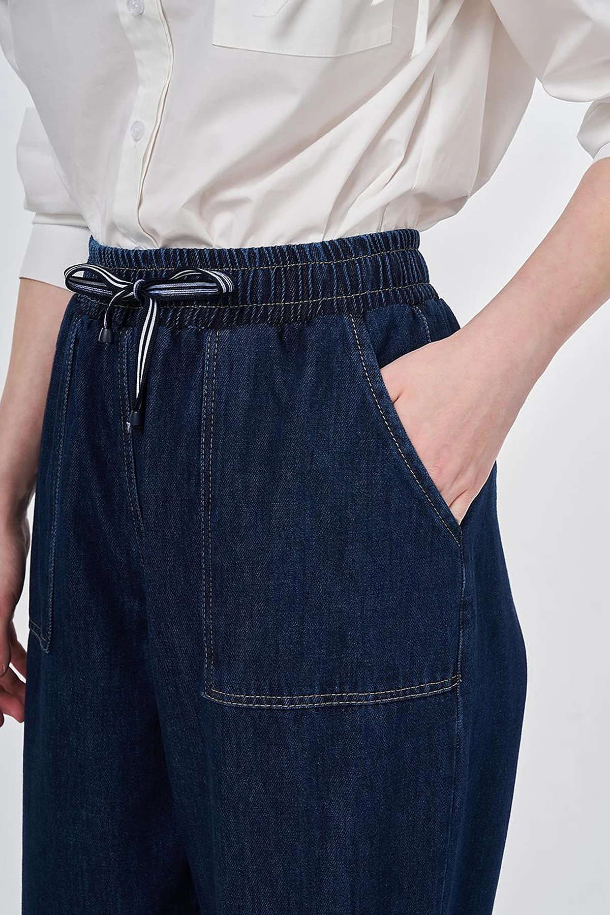 Denim Trousers with Bag Pockets Navy