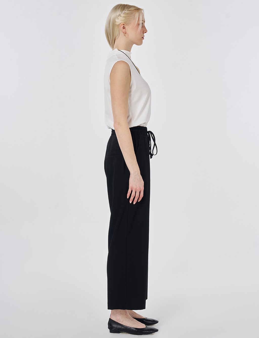 Relaxed Fit Viscose Trousers Black