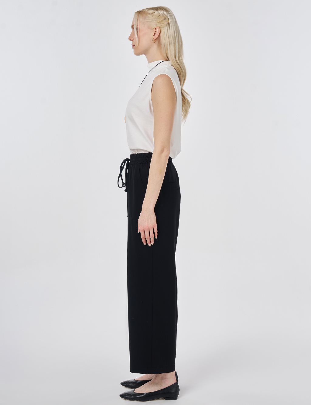 Relaxed Fit Viscose Trousers Black