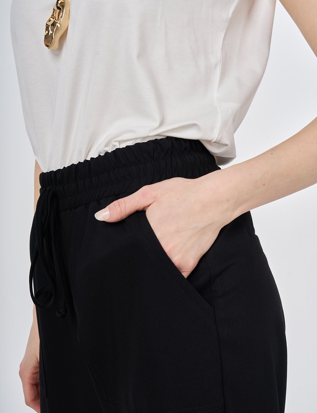 Relaxed Fit Viscose Trousers Black