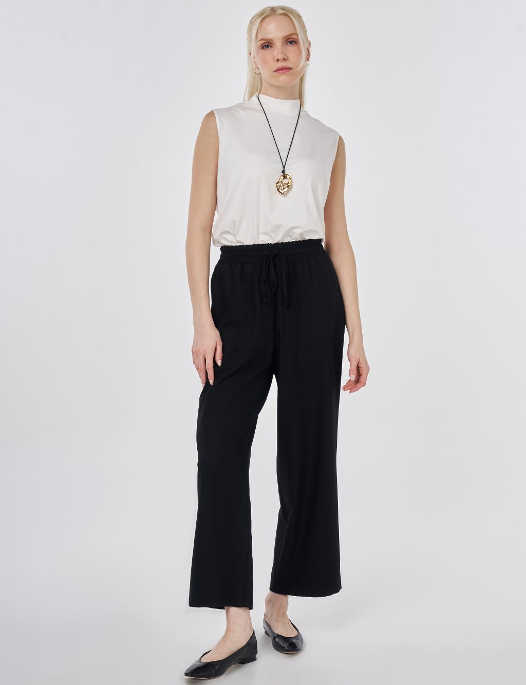 Relaxed Fit Viscose Trousers Black