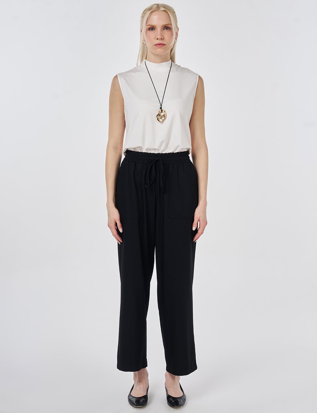 Relaxed Fit Viscose Trousers Black