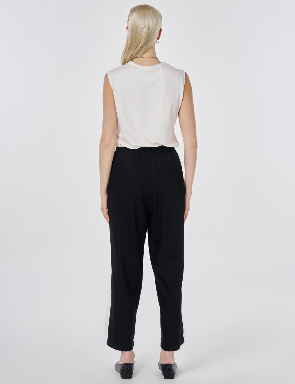 Relaxed Fit Viscose Trousers Black