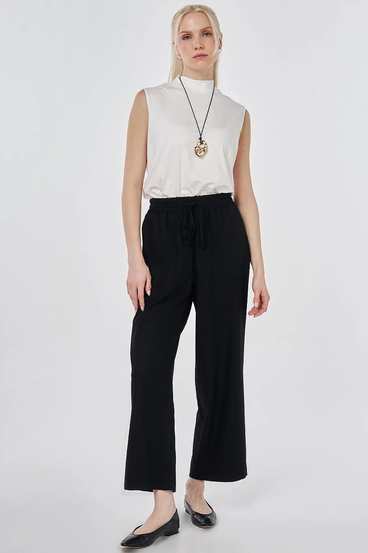 Relaxed Fit Viscose Trousers Black