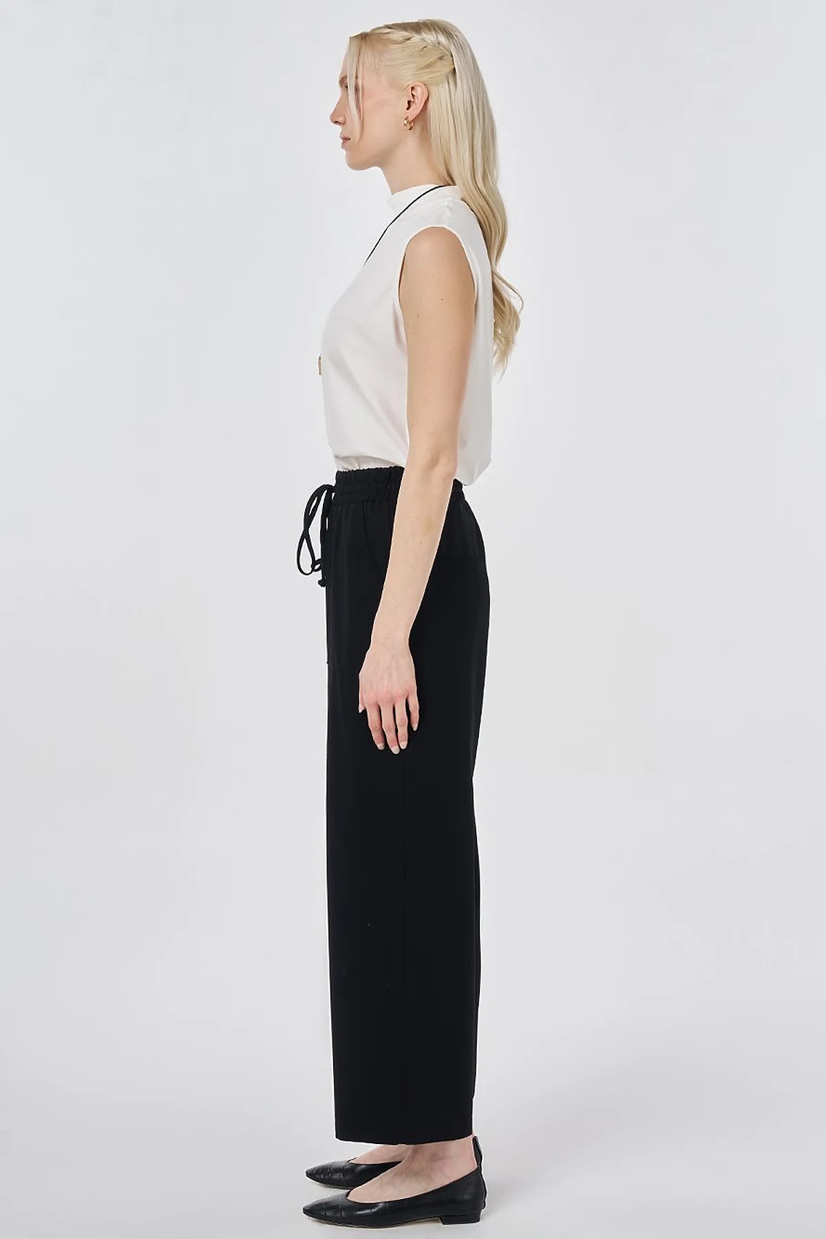 Relaxed Fit Viscose Trousers Black