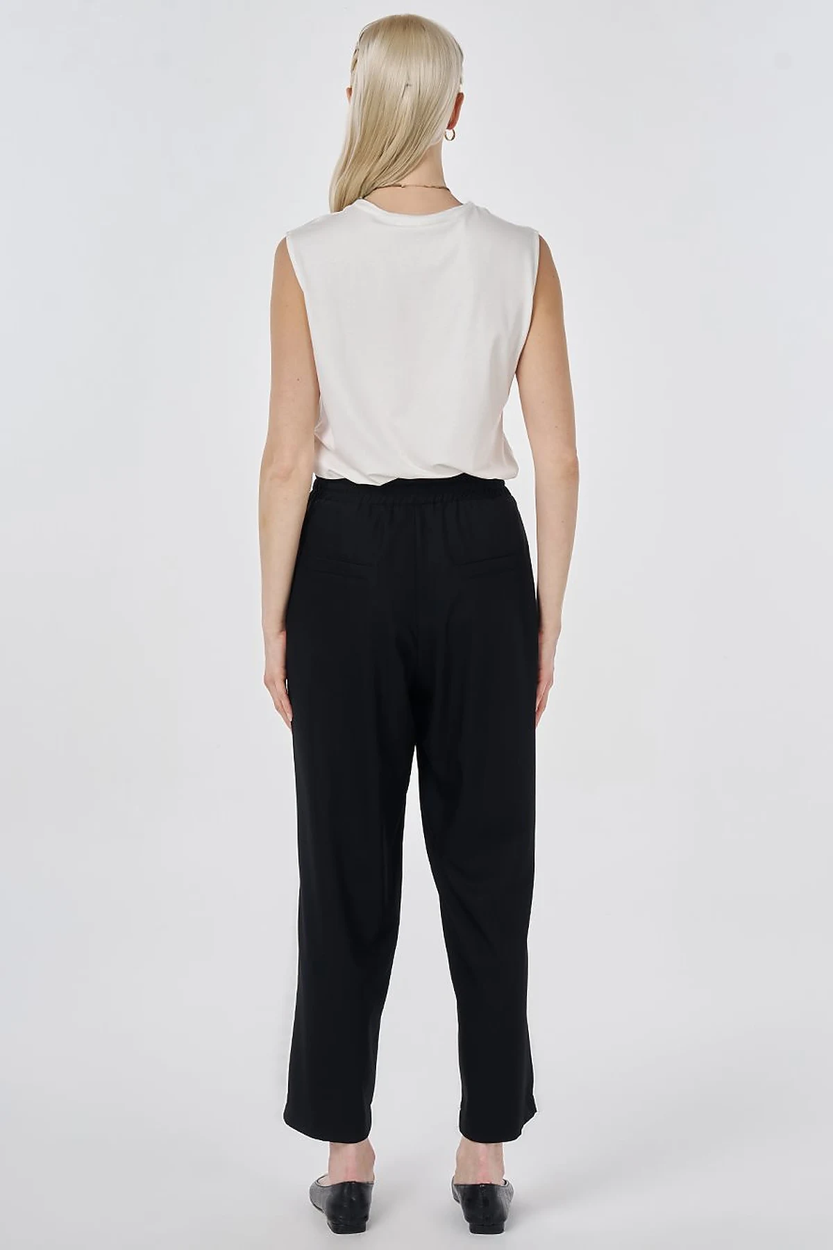 Relaxed Fit Viscose Trousers Black