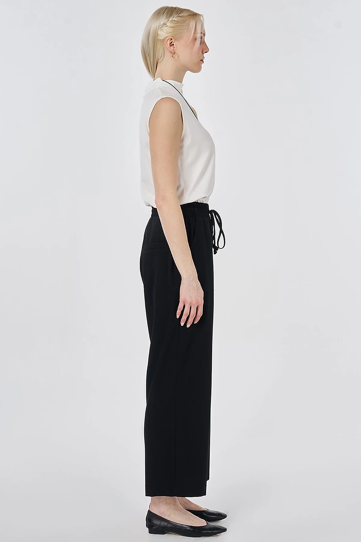 Relaxed Fit Viscose Trousers Black