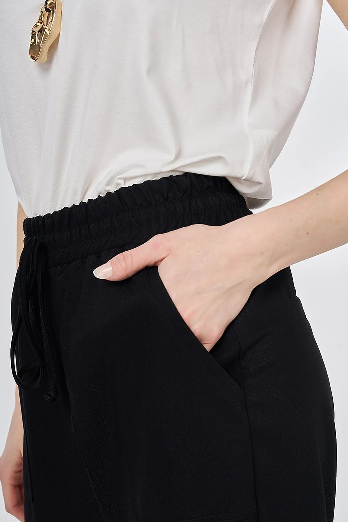 Relaxed Fit Viscose Trousers Black