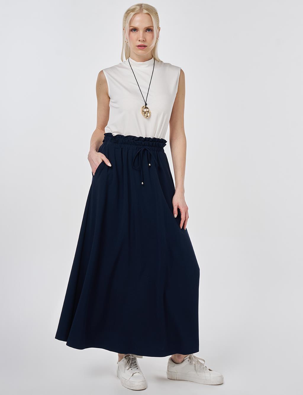 High Waist A-line Skirt Dark Navy