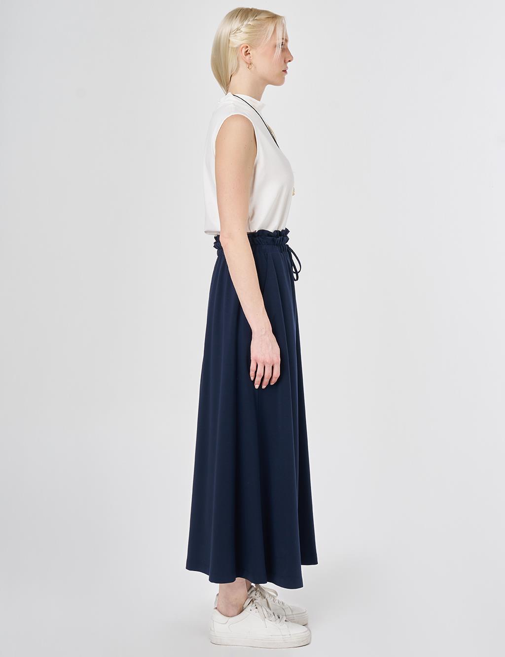 High Waist A-line Skirt Dark Navy