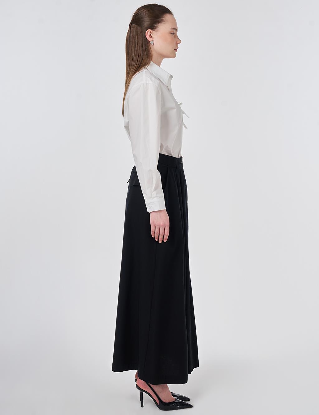 Buckle Detail Bell Skirt Black