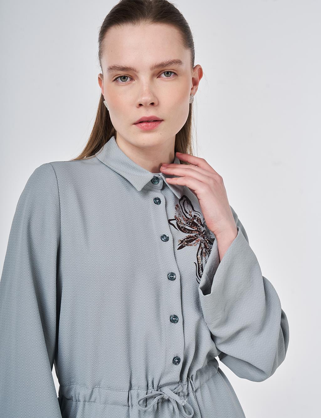 Sequined Maxi Dress Grey