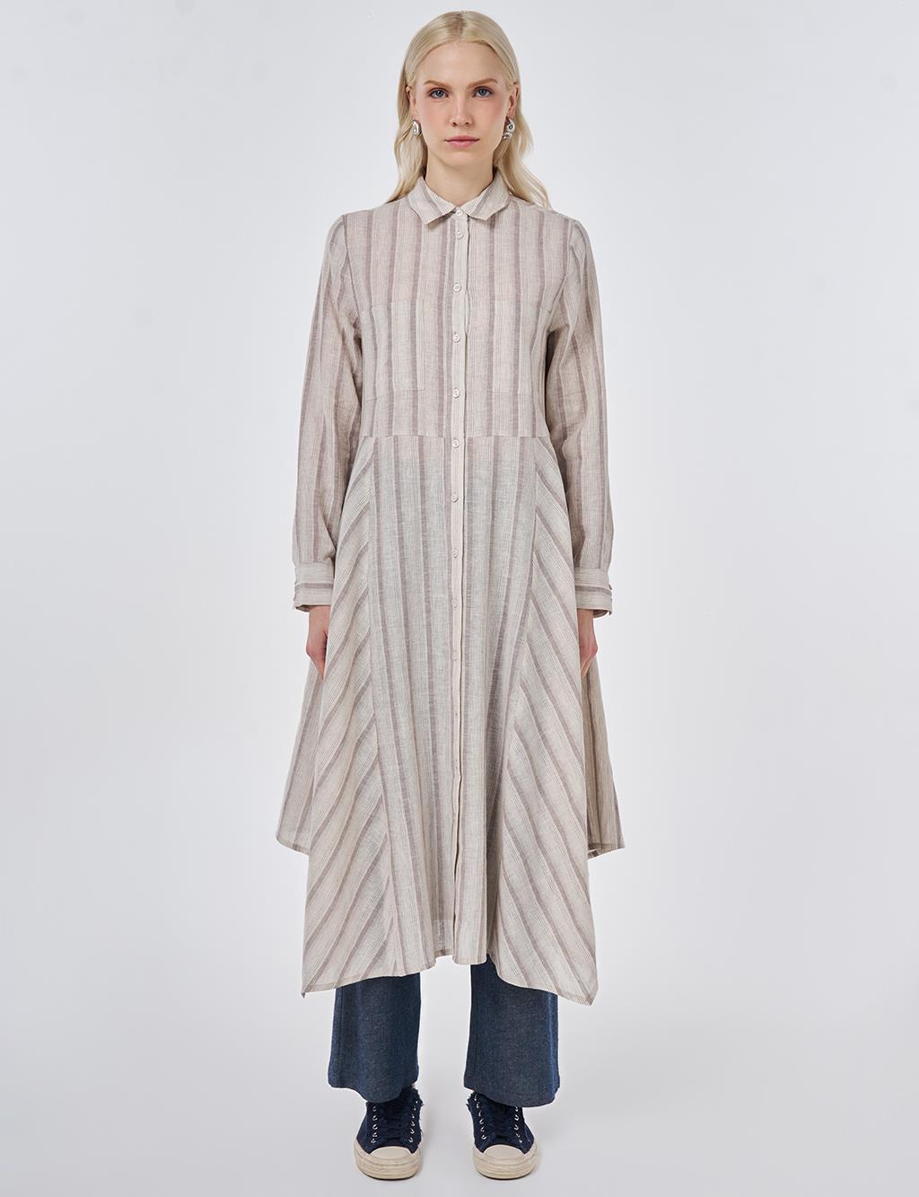 Pamuk Keten Tunik Bej