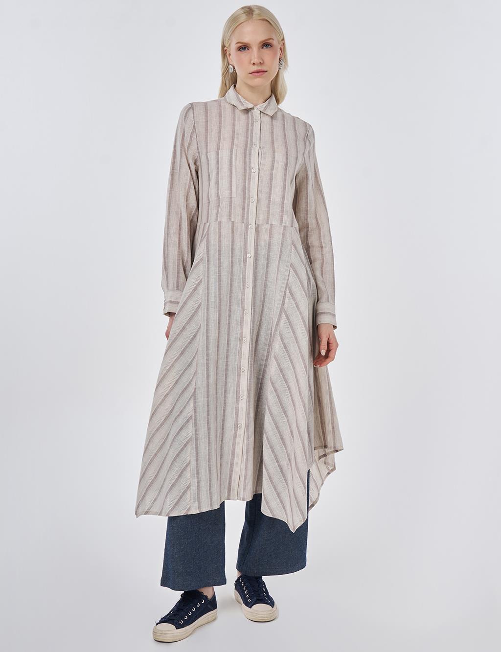 Pamuk Keten Tunik Bej