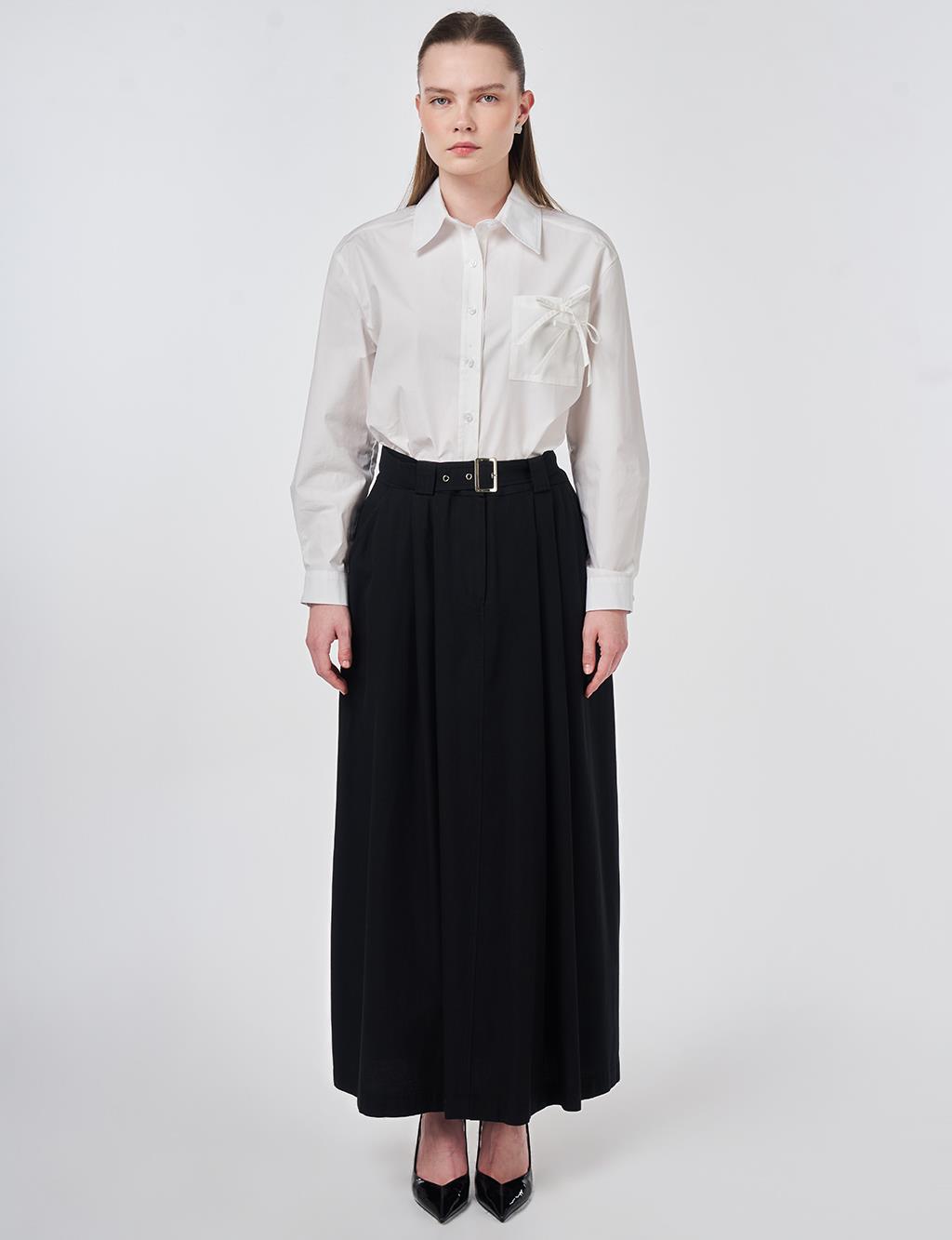 Buckle Detail Bell Skirt Black