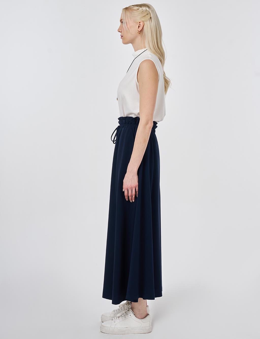 High Waist A-line Skirt Dark Navy