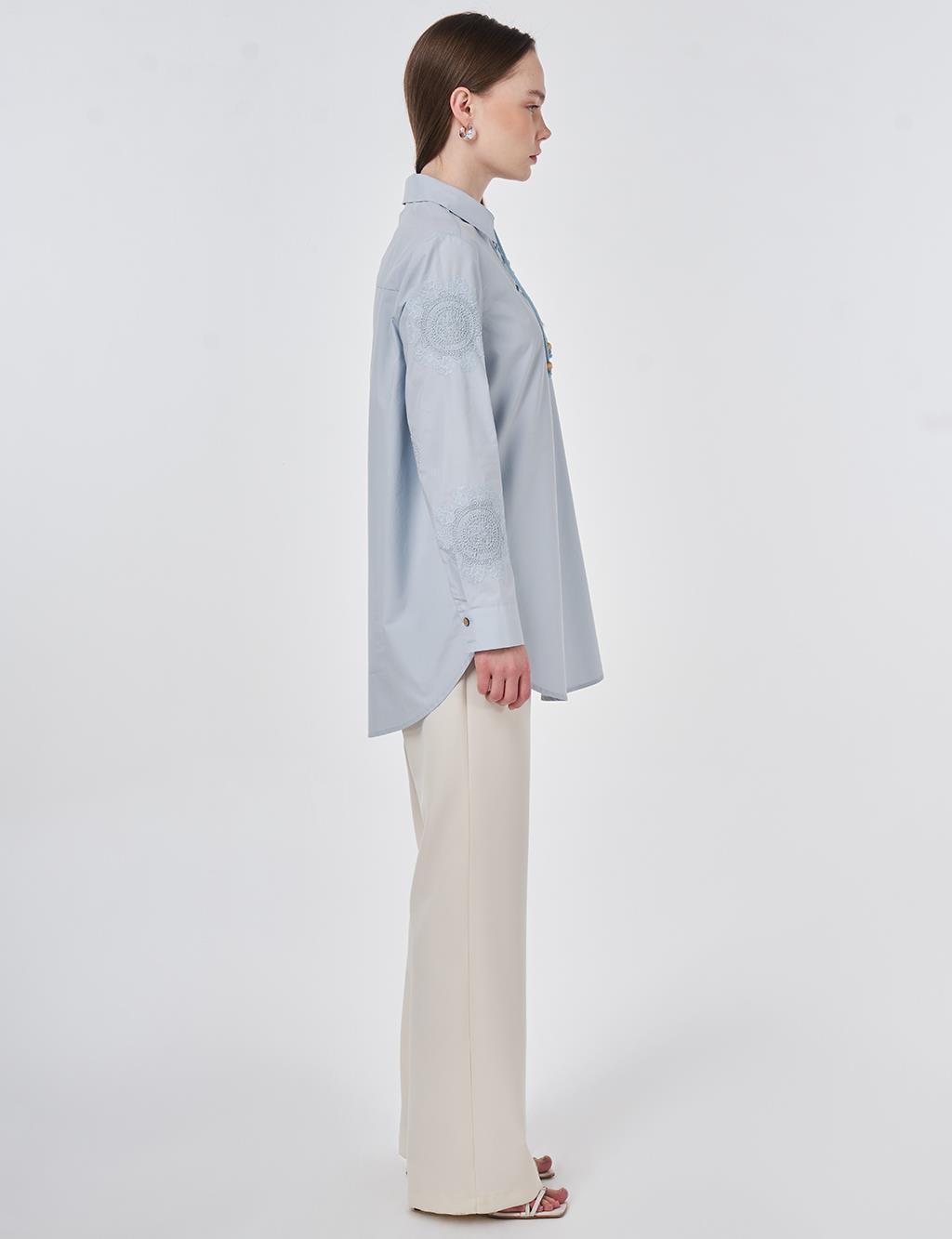 100% Cotton Lace-up Tunic Blue