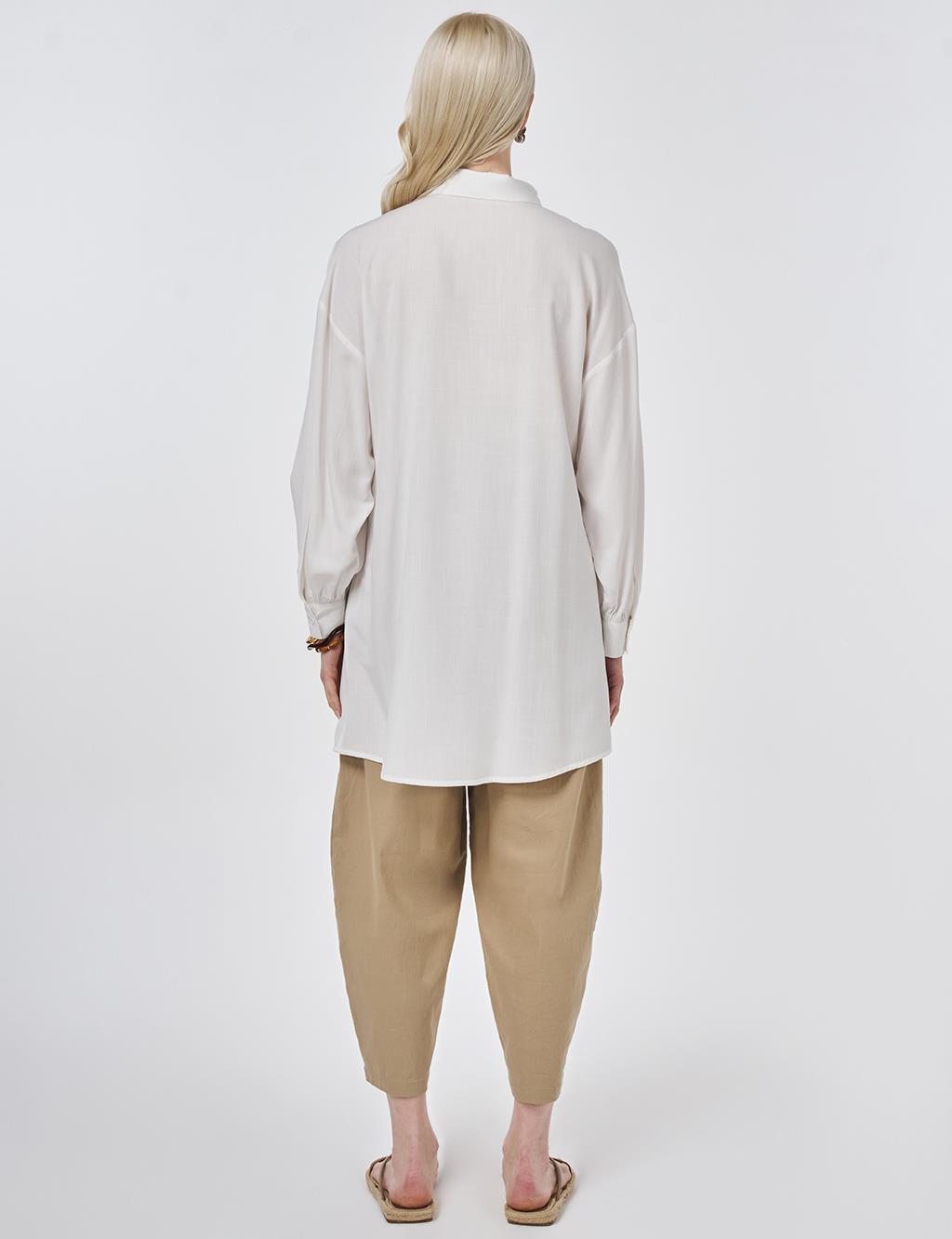 100% Viscose Embroidered Tunic Optic White