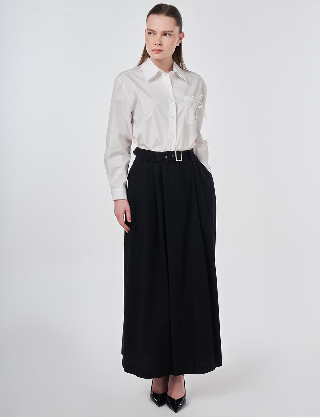 Buckle Detail Bell Skirt Black