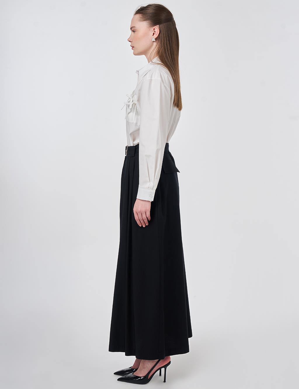 Buckle Detail Bell Skirt Black