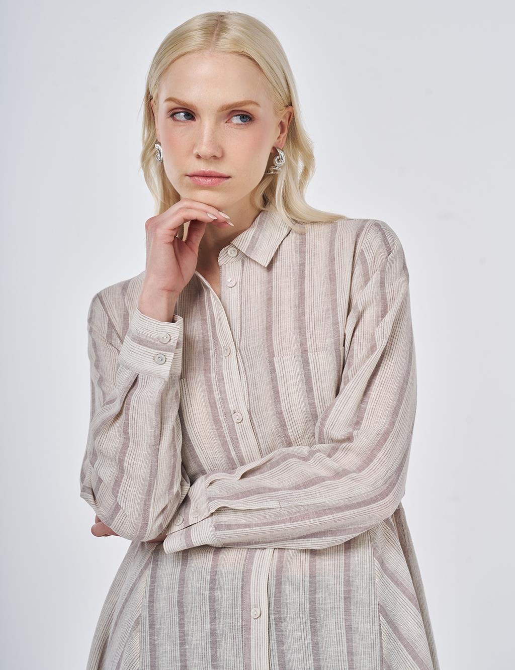 Pamuk Keten Tunik Bej